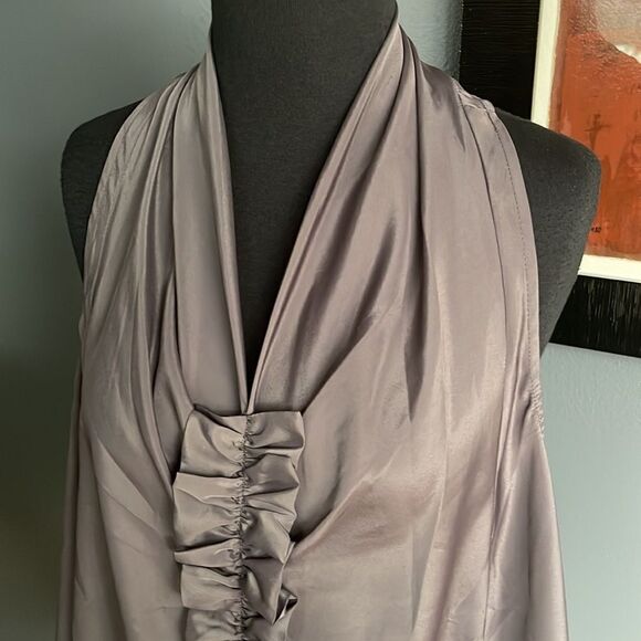 Pure Sugar steel gray center front ruffle strip silky halter. NWT. Medium. - Picture 2 of 7